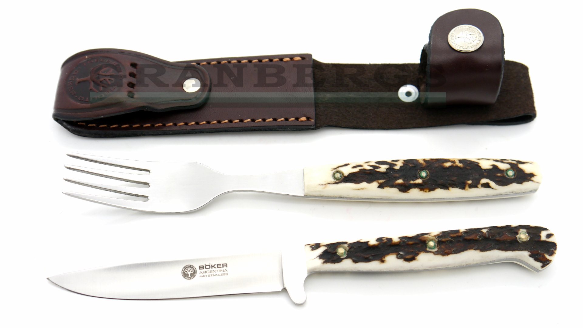 Granbergs Boker 03BA501HH Arbolito Stamigo Stag Knife & Fork Set