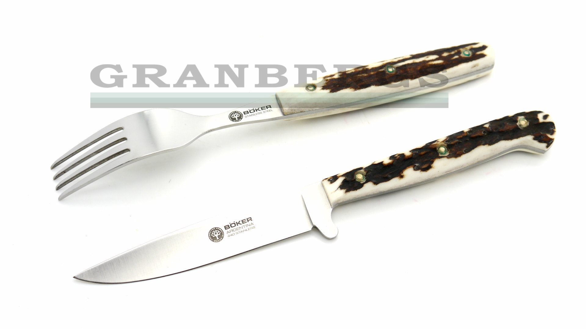 Granbergs Boker 03BA501HH Arbolito Stamigo Stag Knife & Fork Set