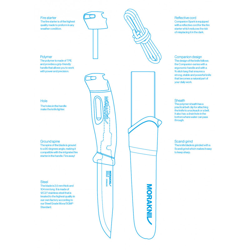 Morakniv Companion Spark Knife with Integral Fire Steel Red