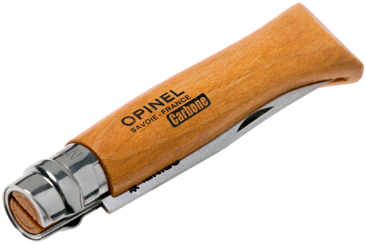 Opinel pocket knife No. 8 Luxury Range with leather sheath, carbon