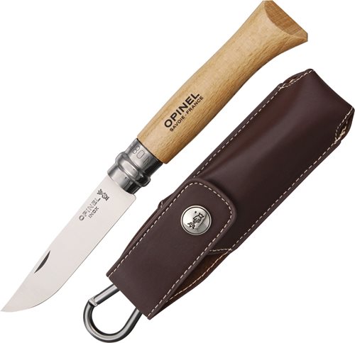 Opinel No 8 Inox steel Knife - Beechwood handle, with sheath