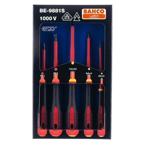 Bahco Screwdriver Set Phillips & Slotted Ergo Insulated 9881S